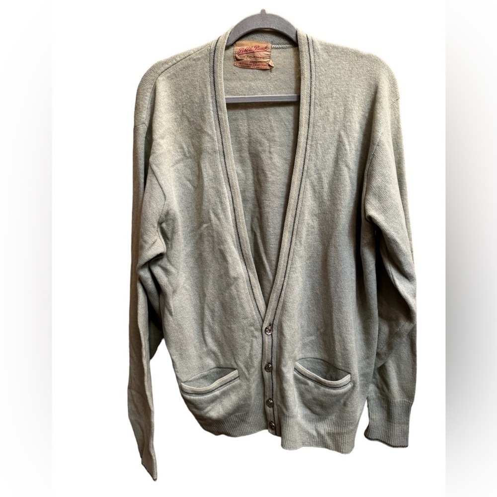 RARE 1960’s VINTAGE PEBBLE BEACH OF CALIFORNIA 100 Lambs Wool Button Up Cardigan